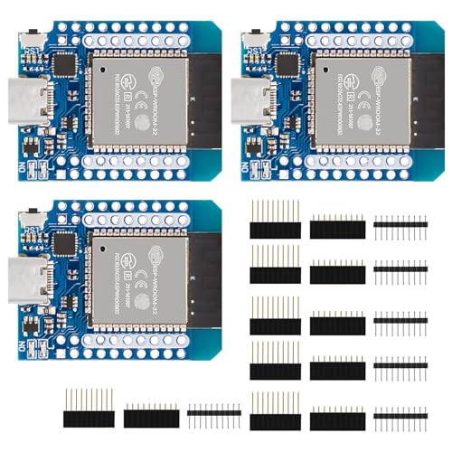 APKLVSR 3 Stück ESP32 Mini D1 NodeMCU WiFi Modul + Bluetooth 2 in 1 Dual-Core Internet IoT Entwicklungsboard CP2014 für Arduino（Typ C Interface） von APKLVSR