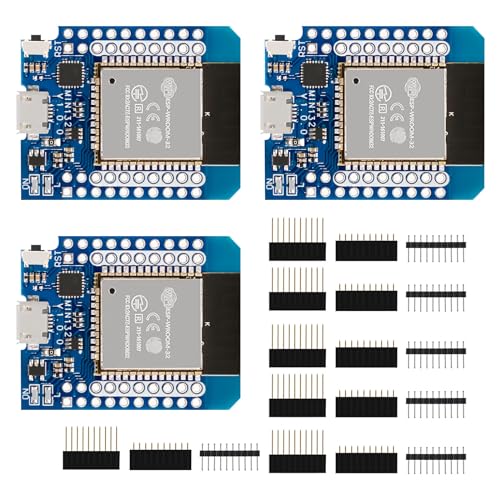 APKLVSR 3 Stück ESP32 Mini D1 NodeMCU WiFi Modul + Bluetooth Dual-Core Internet Entwicklungsboard ESP32 ESP-WROOM-32 für Arduino（Micro USB Interface） von APKLVSR