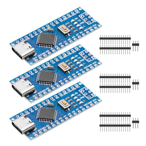 APKLVSR 3 Stück Nano-V3 Board,Mikrocontroller mit mega328P CH340 für Arduino(USB C Port) von APKLVSR