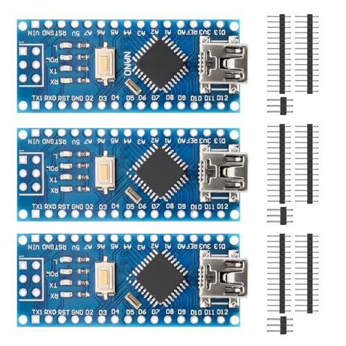 APKLVSR 3 Stück Nano-V3 Board,Nano-V3 Mikrocontroller mit mega328P CH340 für Arduino(Mini Port) von APKLVSR