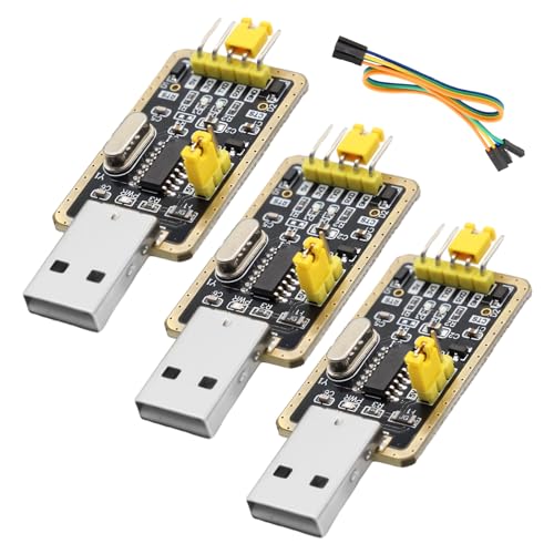 APKLVSR 3 Stück UART-TTL USB Adapter mit CH340G Konverter für 3.3V und 5V mit Jumperkabel RS232 zu TTL USB Adapter für Arduino von APKLVSR