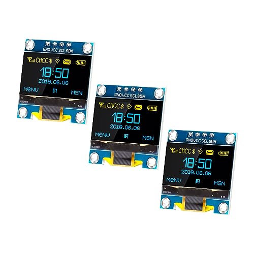 APKLVSR 3PCS 0,96 Zoll OLED Display I2C 128 x 64 Pixel I2C Bildschirm Anzeigemodul,0,96 Zoll OLED Display I2C IIC-Bildschirm Anzeigemodul kompatibel mit Arduino Raspberry Pi (Gelb und Blau) von APKLVSR