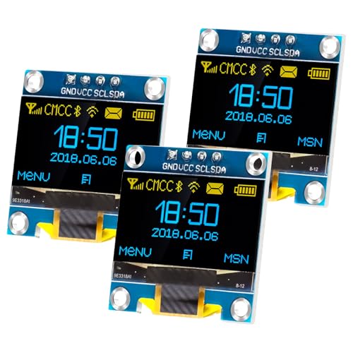 APKLVSR 3PCS 0,96 Zoll OLED Display I2C 128 x 64 Pixel I2C Display Modul,kompatibel mit Arduino Raspberry Pi (Gelb und Blau) von APKLVSR