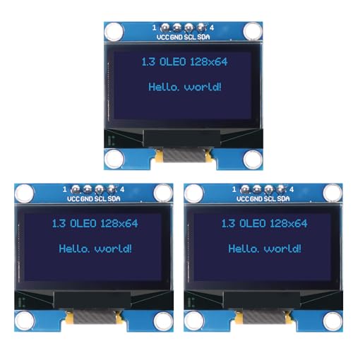 APKLVSR 3PCS 1.3 Zoll OLED Display I2C SSH1106 Chip 128 x 64 Pixel I2C Bildschirm Anzeigemodul,OLED Display Modul für Arduino (Blau Zeichen) von APKLVSR