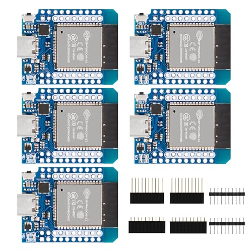 APKLVSR 5 Stück ESP32 Mini D1 NodeMCU WiFi Modul + Bluetooth 2 in 1 Dual-Core Internet IoT Entwicklungsboard CP2014 für Arduino（Typ C Interface） von APKLVSR