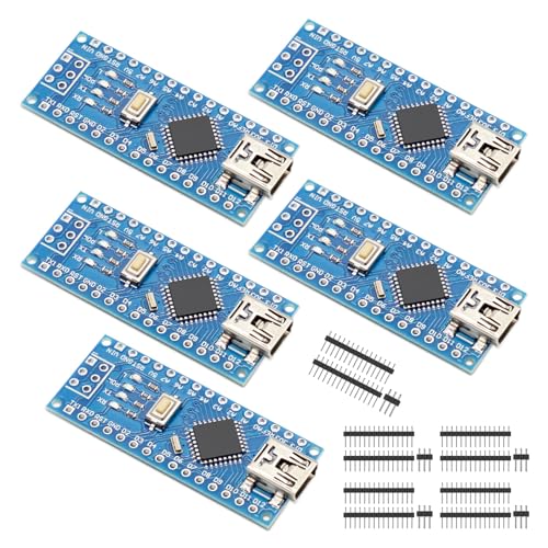 APKLVSR 5 Stück Nano-V3 Board,Nano-V3 Mikrocontroller mit mega328P CH340 für Arduino(Mini Port) von APKLVSR