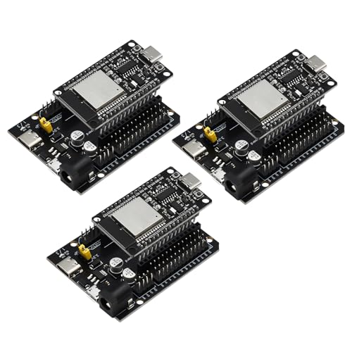 APKLVSR ESP-32S Typ C USB CH340 Entwicklungsboard + ESP32 30Pin DEVKIT V1 Stromversorgungsplatine Dual-Core WiFi+Bluetooth 2.4GHz für Arduino（3 Stücke ） von APKLVSR