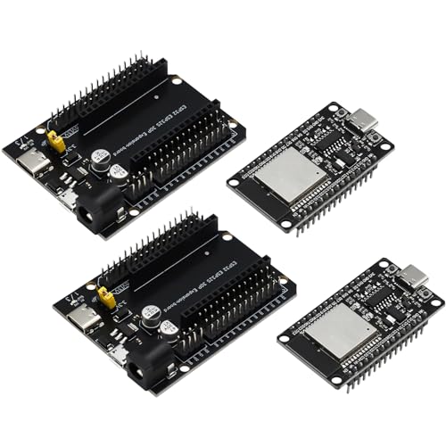 APKLVSR ESP-32S USB C CH340 Entwicklungsboard + ESP32 30Pin DEVKIT V1 Stromversorgungsplatine Dual-Core WiFi+Bluetooth 2.4GHz für Arduino（2 Stücke ） von APKLVSR