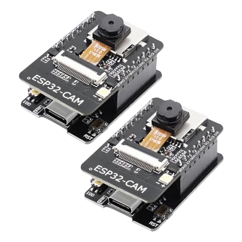 APKLVSR ESP32 CAM Entwicklungsplatine, ESP32 USB C WiFi/Bluetooth ESP32 DC 5V Dual-Core-Entwicklungsplatine mit OV2640 Kamera TF Card Modul für Arduino(2 Stücke) von APKLVSR