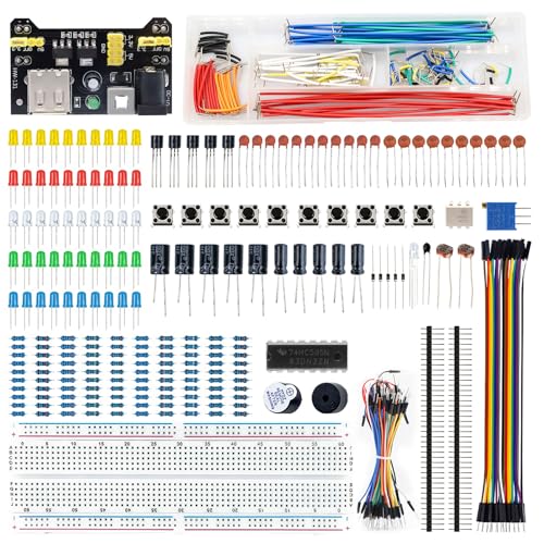 APKLVSR Elektronik Starter Kit Breadboard Set Kompatibel mit Arduino,Einschließlich Breadboard Drahtbrücken Jumper Wires Set, Led Dioden Set,PCB Board, für Anfänger Elektronik Bausa von APKLVSR