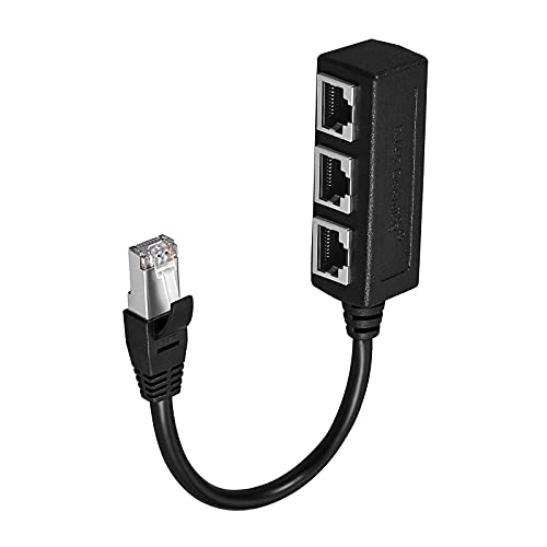APKLVSR LAN Splitter 1 auf 3,LAN Verteiler 1 auf 3,1 Stecker auf 3 Buchse RJ45 Ethernet Splitter,Ethernet Verlängerungskabelkabel für Cat5, Cat5e, Cat6, Cat7 LAN Ethernet Buchsen Anschlussadapter von APKLVSR