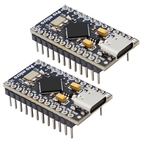 APKLVSR Pro Micro 32U4 5V/16MHz Entwicklungsboard Type-C Mikrocontroller mit 2-reihigem Pin-Header,kompatibel mit Arduino(2 Stück) von APKLVSR