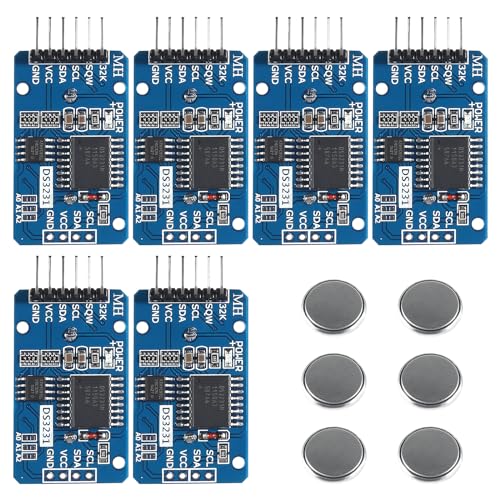 APKLVSR Real-Time Clock RTC Modul kompatibel mit DS3231 I2C Echtzeituhr,Uhrmodul I2C RTC-Modul für Arduino und Raspberry Pi mit Batterie(6 Stück) von APKLVSR