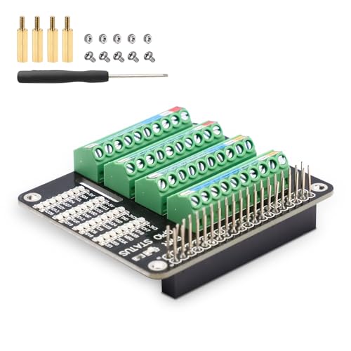 APKLVSR Screw Terminal Block Breakout Board HAT für Raspberry Pi GPIO,Schraubklemmenblock Breakout Board HAT Module mit GPIO Status LED für Raspberry Pi 4B/3B+/3B/Pi Zero von APKLVSR