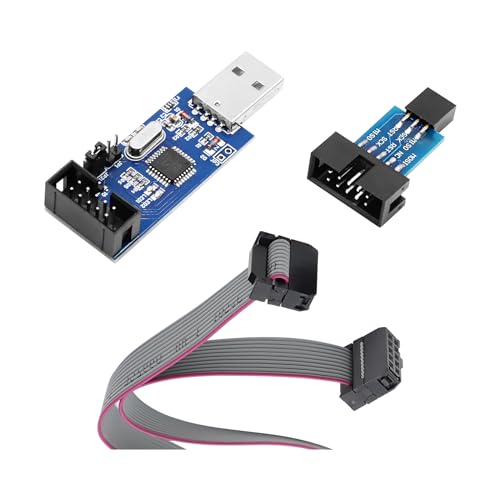 APKLVSR USBasp Programmiergerät inkl. ISP-Adapter und Kabel,Downloader Programmierer für USBASP,3,3V 5V 51 ATMEGA8 USB ISP Programmer für Atmel AVR und Arduino von APKLVSR