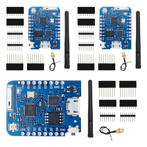 Mini ESP8266 D1 PRO,APKLVSR 3 Stücke Mini D1 PRO NodeMcu Lua WLAN Entwicklungsplatine basierte esp8266-Serie ESP-8266EX CP-2104 mit 4 MB externer Antennenanschluss für Arduino von APKLVSR