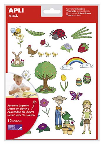 APLI 11622 – abnehmbare thematische Aufkleber – Der Frühling – 12 Blatt Aufkleber von APLI Kids