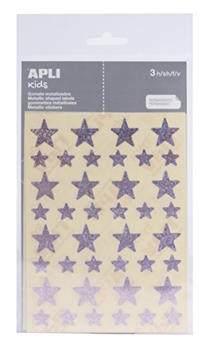 APLI 12055 Aufkleber, holografische Sterne, Rosa, 3 Bögen, 120 Stück von APLI Kids