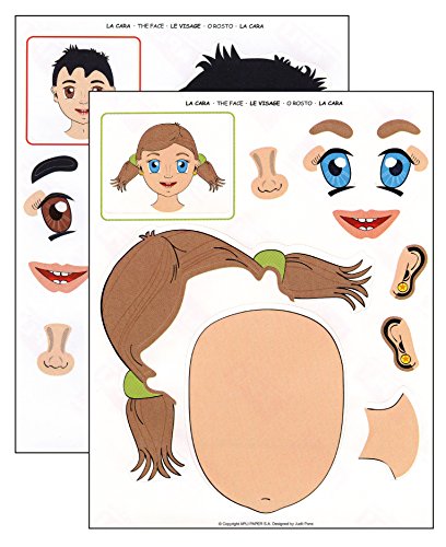APLI Kids 11867 – Packung mit 2 Bögen mit Aufklebern zum Thema Gesicht – Aufkleber zum Erlernen von Kindern, mehrfarbig, mittel von APLI Kids