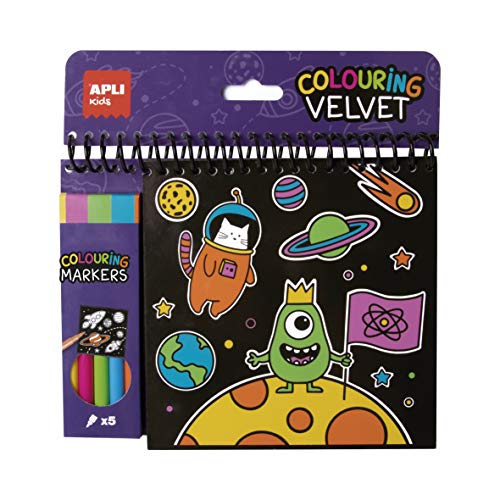 APLI Kids 18508 - Coloring Velvet Block mit Stiften, Unica von APLI Kids