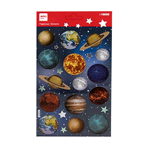 APLI Kids 18558 - Planeten-Aufkleber für Kinder mit holografischem Finish, inklusive 1 Bogen mit 15 permanenten PET-Stickern APLI Kids 18558 - Planeten-Aufkleber für Kinder mit holografischem Finish, inklusive 1 Bogen mit 15 permanenten PET-Stickern von APLI Kids