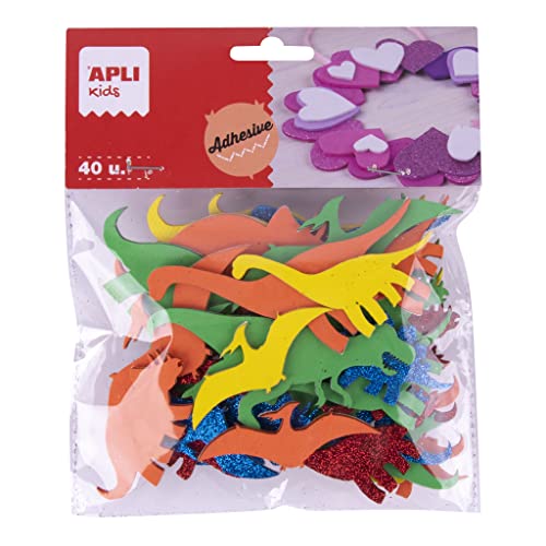 APLI Kids 18972 Dinosaurier aus EVA-Schaumstoff, selbstklebend, verschiedene Formen, 40 Stück von APLI Kids