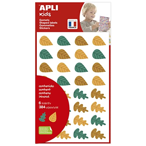 APLI Kids 19472 - Aufkleber Herbstbäume, 6 Blätter Gomets, 2 Blattformen in 3 Farben - grün, orange und braun - Stifters mit abnehmbarem Kleber APLI Kids 19472 - Aufkleber Herbstbäume, 6 Blätter Gomets, 2 Blattformen in 3 Farben - grün, orange und braun - Stifters mit abnehmbarem Kleber von APLI Kids