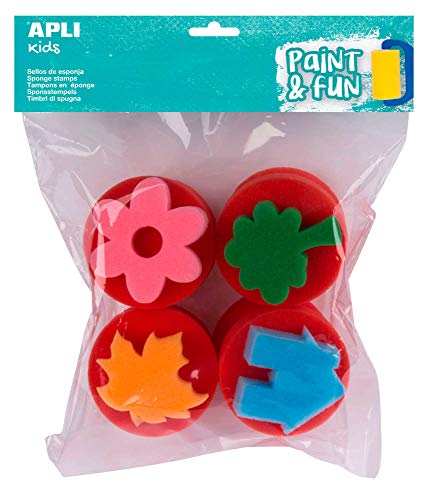 APLI Kids - Jumbo Schwammstempel, 4 Stück, Farbe/Modell sortiert, einzigartig (17464) von APLI Kids