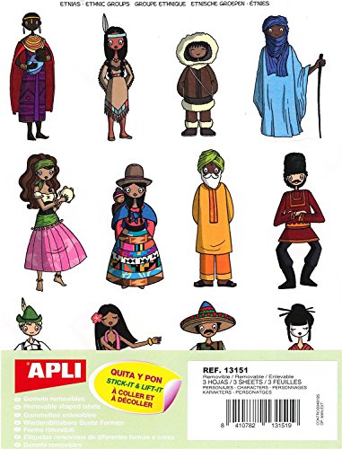 Apli 13151 Tasche Stickern – Charaktere 3 herausnehmbare Bögen von APLI Kids