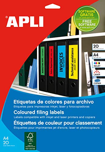APLI 001376 80 Stück Etiketten-Rücken Ordner 190 x 61 mm rot APLI 001376 80 Stück Etiketten-Rücken Ordner 190 x 61 mm rot von APLI
