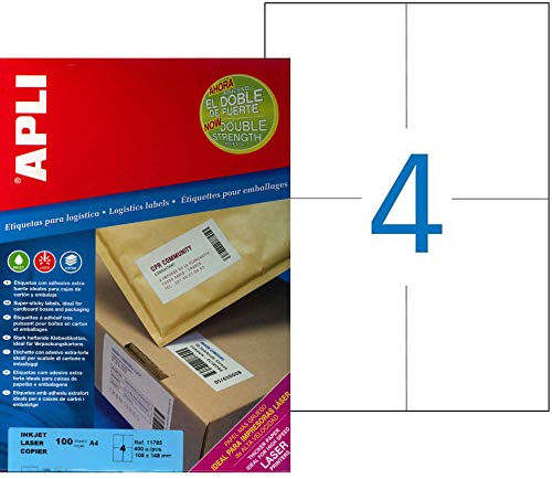 APLI 011785 400 Etiketten extrastark, 105 mm x 148 mm, weiß APLI 011785 400 Etiketten extrastark, 105 mm x 148 mm, weiß von APLI