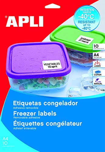 APLI 015073 Gefrierbehälter Abgerundete 10 Etiketten 38,1 x 21,2 mm weiß von APLI