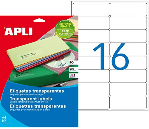 APLI 015097 Set 160 Etiketten unsichtbar Inkjet 99,1 x 33,9 mm transparent von APLI