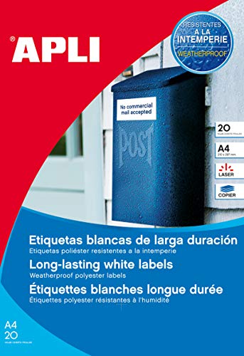 APLI 016682 40 Stück Etiketten Polyester Laser/Kopierer 199,6 x 143,5 mm, weiß APLI 016682 40 Stück Etiketten Polyester Laser/Kopierer 199,6 x 143,5 mm, weiß von APLI