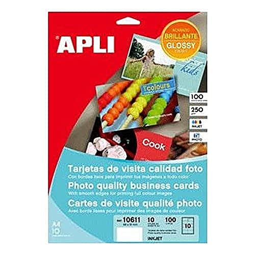 APLI 10611 Beutel mit 10 Blatt Visitenkarten, 89 x 51 mm, zum Drucken von APLI