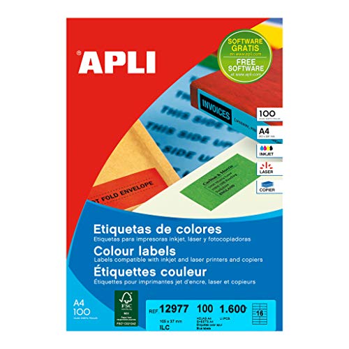 APLI 12977 Etiketten blau permanent 105,0 x 37,0 mm, 100 Blatt von APLI
