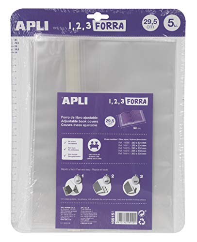 APLI 16915 Buchumschlag mit verstellbarer Klappe aus Polypropylen, 295 mm von APLI