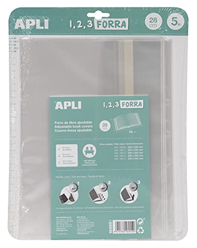 APLI 16955 Buchumschlag mit verstellbarer Klappe aus Polypropylen, 280 mm von APLI