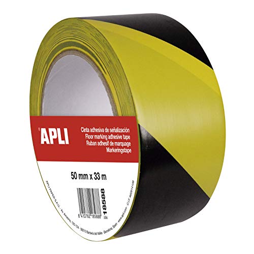 APLI 18588 PVC-Signalband gelb und schwarz 50 mm x 33 m 160 μm von APLI