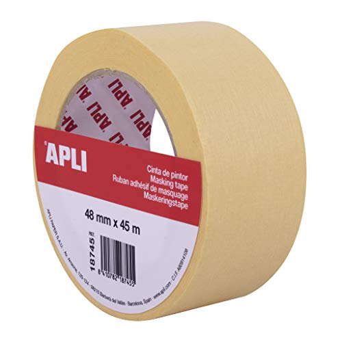 APLI 18745 - Malerband/Karosserieband 48 mm x 45 m Einzelformat - Papier 57 g/m² - Widerstandsfähig bis 60° von APLI