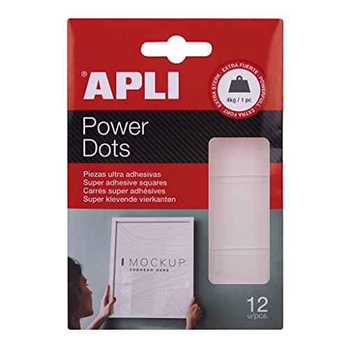 APLI - 18779 Power Dots - Doppelseitige Ultra-Klebepunkte - Befestigungspunkte ohne Nägel oder Löcher - Abnehmbarer Klebstoff - Belastbar bis 4 kg pro Stück APLI - 18779 Power Dots - Doppelseitige Ultra-Klebepunkte - Befestigungspunkte ohne Nägel oder Löcher - Abnehmbarer Klebstoff - Belastbar bis 4 kg pro Stück von APLI