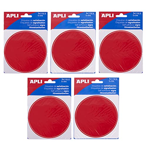 APLI 18997 - Packung mit 5 Aufklebern für Warnhinweise, roter Kreis von APLI