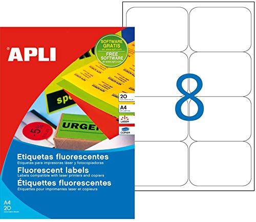APLI 2877 - Permanente fluoreszierende grüne Etiketten 99,1 x 67,7 mm 20 Blatt von APLI