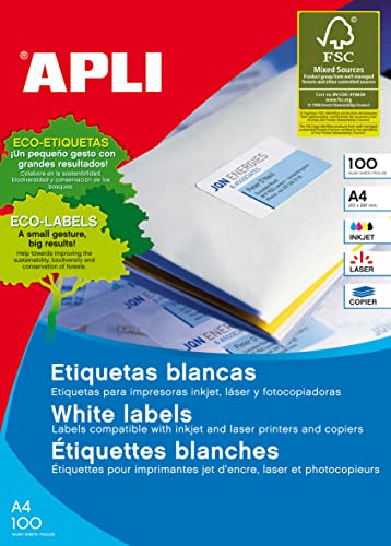APLI 707549 - Pack 100 weiβe Etiketten für Drucker 64X33.9 von APLI