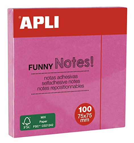 APLI 75 x 75 mm selbstklebend Wiederverwendbar Noten – Neon/Pink von APLI