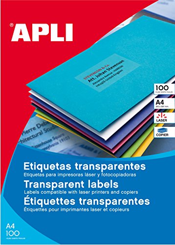 APLI Etiketten weiß bedruckbar Polyester 20 hojas Durchsichtig von APLI