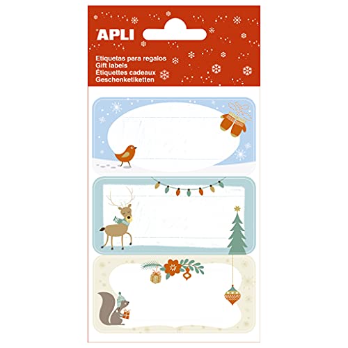 APLI Kids 19020 - Weihnachts-Etiketten zum Dekorieren von Geschenken - Eichhörnchen, 3 Bögen 9 U von APLI