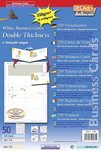 APLI dcc718 250 Visitenkarten Multi Gebrauch, 85 x 54 mm, weiß von APLI