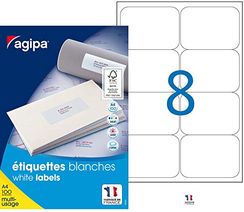 Agipa - Boîte de 800 étiquettes blanches multi-usages - 99,1 x 67,7 mm - pour tous types d'imprimant von APLI