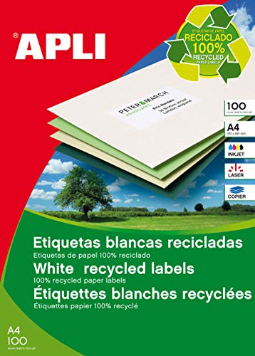 Apli 12065 – Recycling 100 Blatt Karton mit vielseitigen Etiketten, 105 x 37 mm, Stück: 1 von APLI